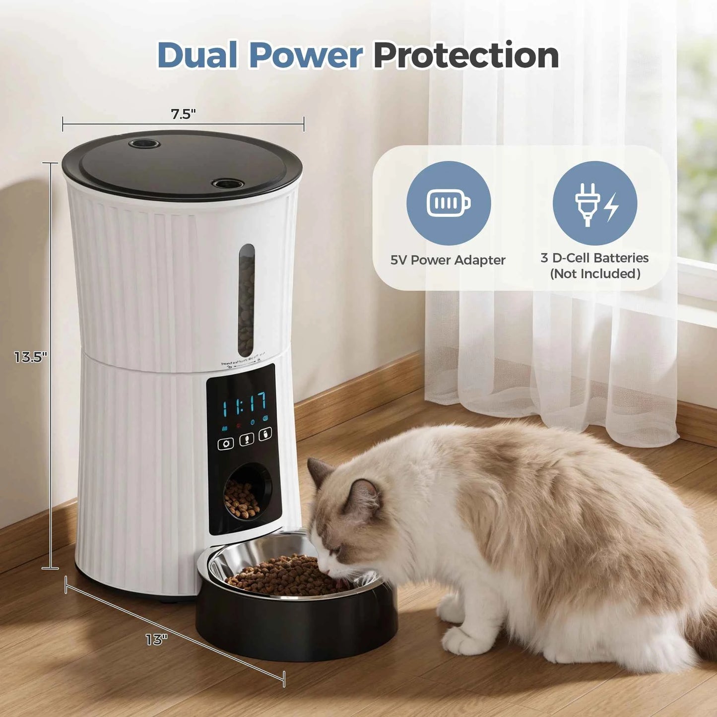 JHK 4L Automatic Cat Feeder WiFi Timed Cat Food Dispenser with APP Control Dual Power Supply Indoor Programmable Pet Feeder luxecrown.co.uk