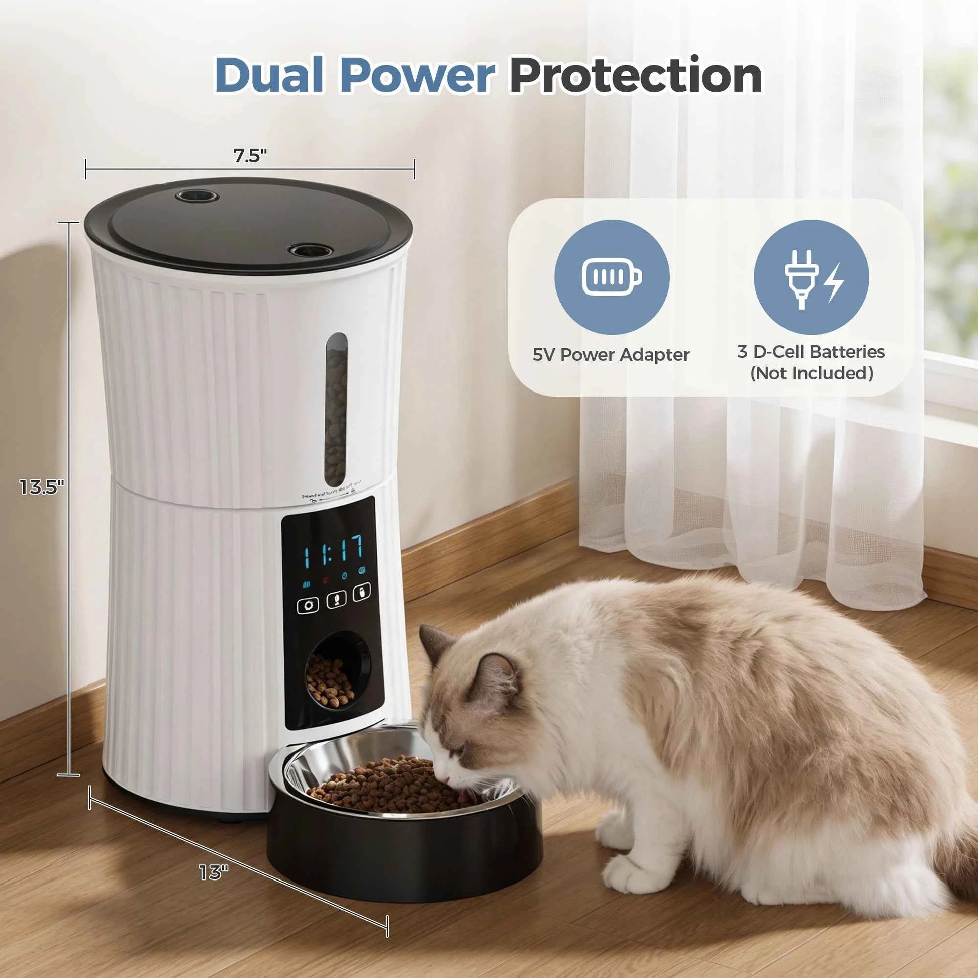 JHK 4L Automatic Cat Feeder WiFi Timed Cat Food Dispenser with APP Control Dual Power Supply Indoor Programmable Pet Feeder luxecrown.co.uk
