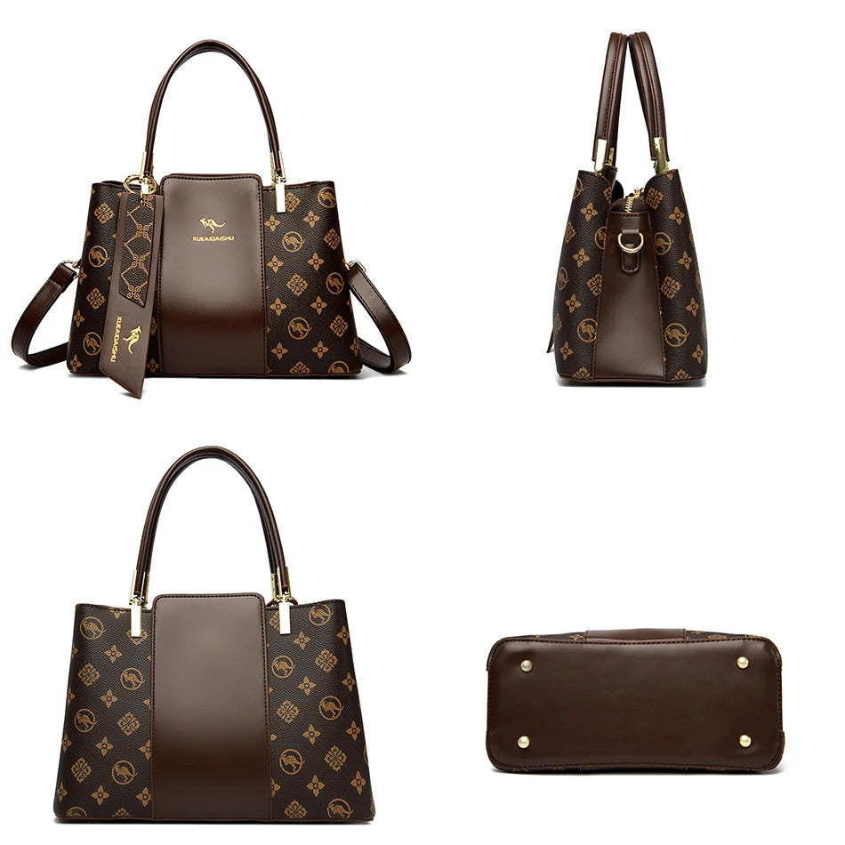 Luxury Handbag Fashion Print Large Capacity Soft Leather Women Shoulder Crossbody Bag Leisure Designer Ladies Purses and Handbag luxecrown.co.uk