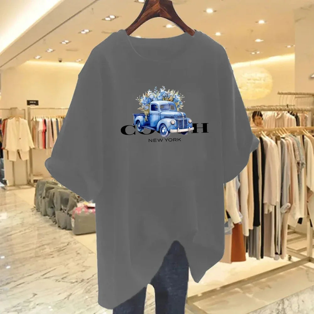 2024 Summer Women's Sports Top Cotton Luxury T-shirts Harajuku Bottoming Fashion Clothing Brand Short-sleeved Camiseta Mujer Streetsharks