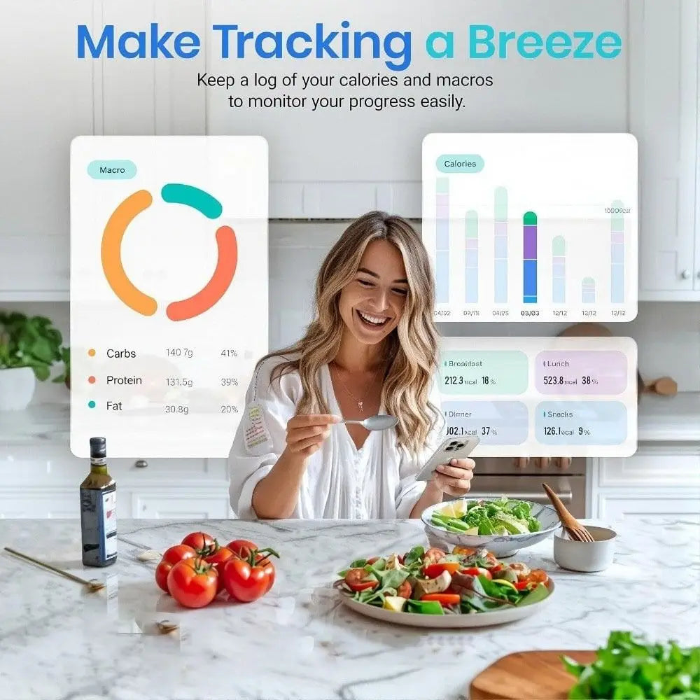 Stainless Steel Smart Nutrition Food Scale Free App with 19 Nutrients Tracking Smart Digital Kitchen Scale luxecrown.co.uk