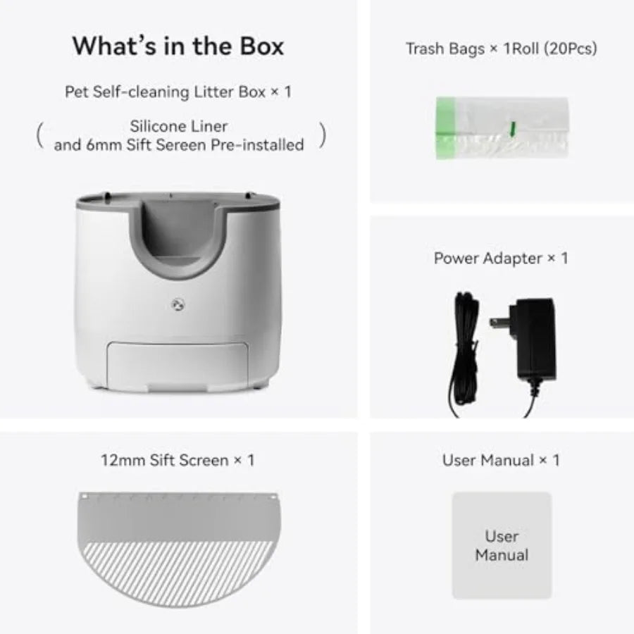 F8 Self-Cleaning Cat Litter Box Large Capacity Open-Top Design for Multi-Cat Homes with Enhanced Safety Features Includes Trash luxecrown.co.uk