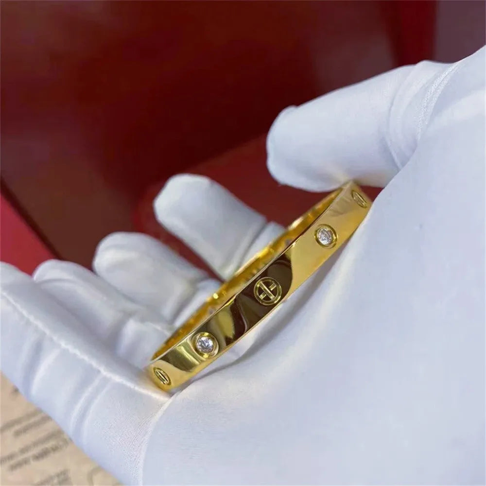 2025 New Design Gold Color Zircon And Cross Nut Nail Bracelet Gold & Bangle For Woman Stainless Steel Screw Brand Jewelry Streetsharks