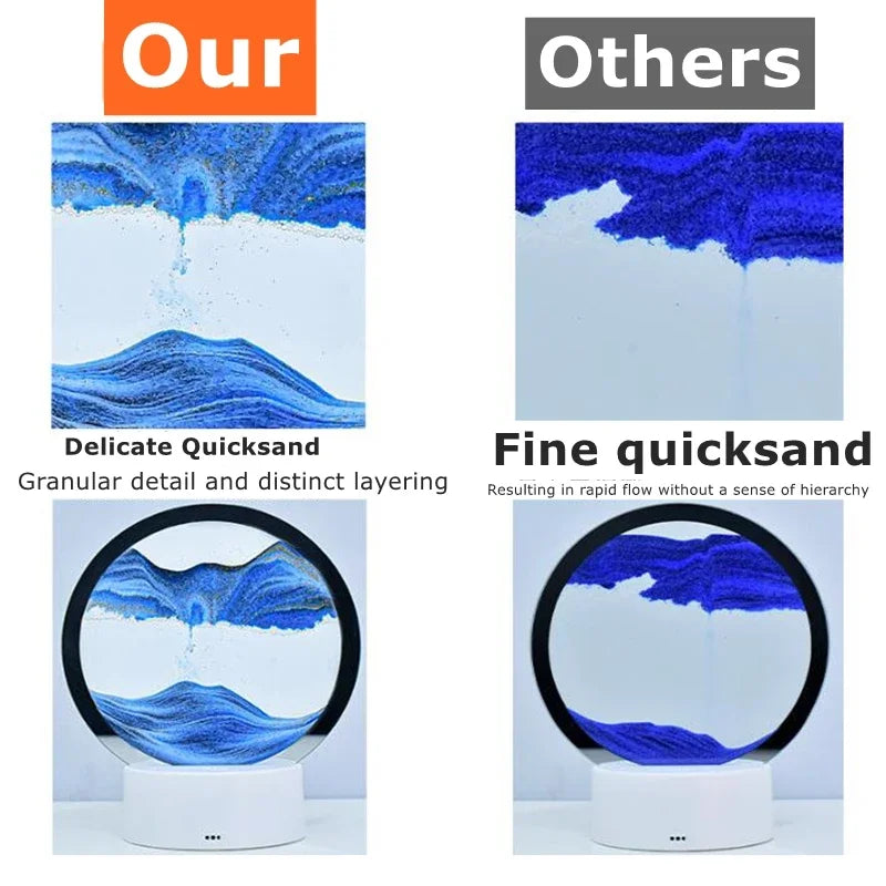 3D Hourglass Table Lamp 7 Color RGB Adjustable Moving Sand Quicksand Flowing Sand Art Picture Deep Sea Sandscape Home Decor Gift Streetsharks