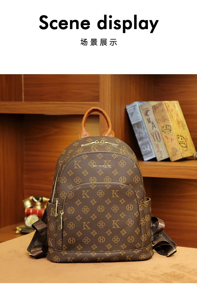 Mkf Genuine Vintage Retro Casual Backpack for Women, Original Design Niche Women's Bag, Large Capacity Travel Trendy Bag luxecrown.co.uk