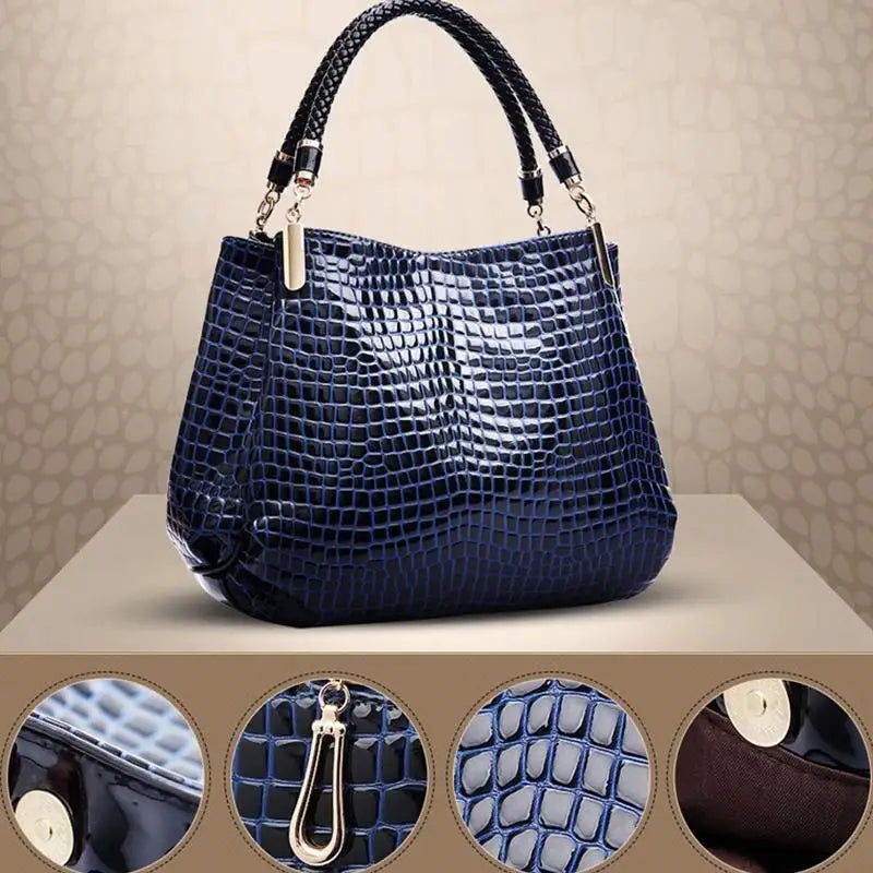 Women's Bag Large Capacity Tote Daily Commute Women's Shoulder Bag Crocodile Print Bright Face Handbag Shopping luxecrown.co.uk