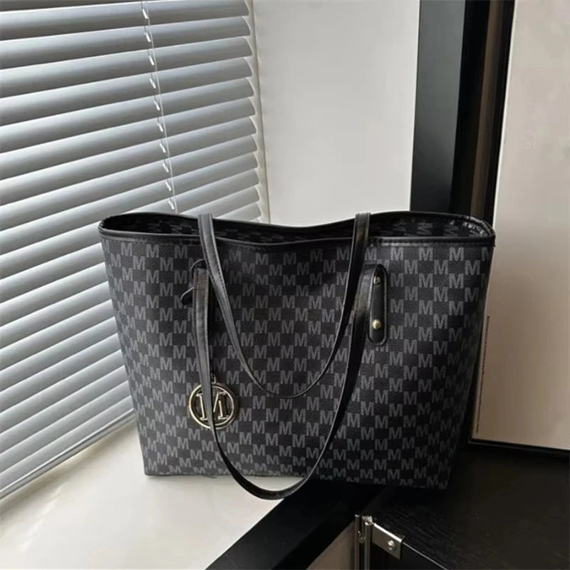Letter Print Fashion Shoulder Bag Versatile Large Capacity Handbag Luxury Brand Bag Clutch Bag Retro Trend Commuter Tote Bag luxecrown.co.uk