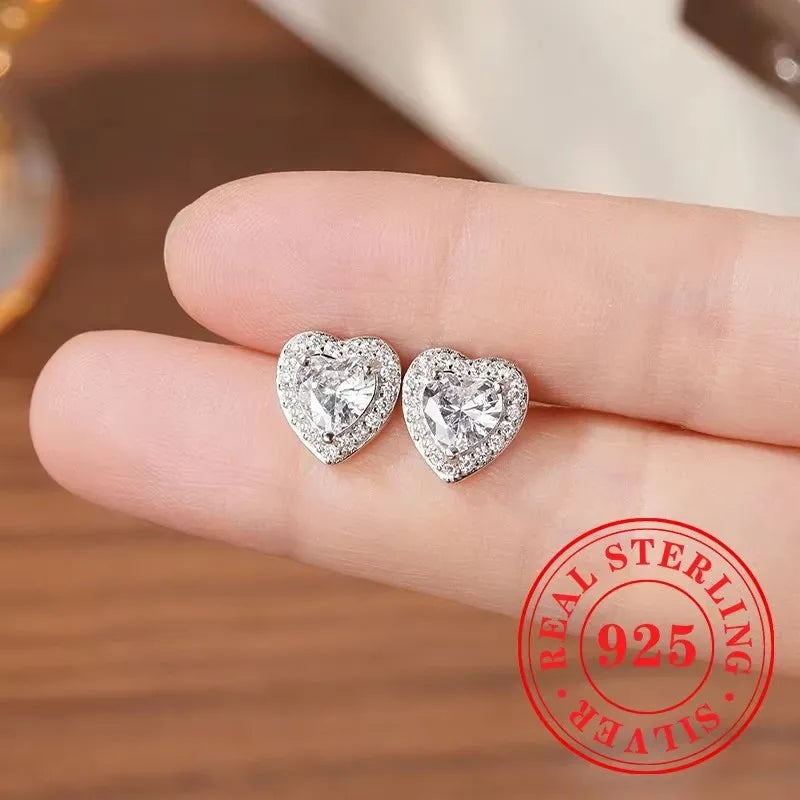 Huitan 925 Sterling Silver Shining White Cubic Zirconia Stud Earrings Luxury High Quality Jewelry Women Wedding Eternity Jewelry Streetsharks