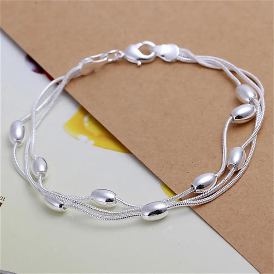 925 Sterling Silver Exquisite Solid Chain Bracelet Fashion Charm Women Men Solid Wedding Cute Simple Models Jewelry Streetsharks