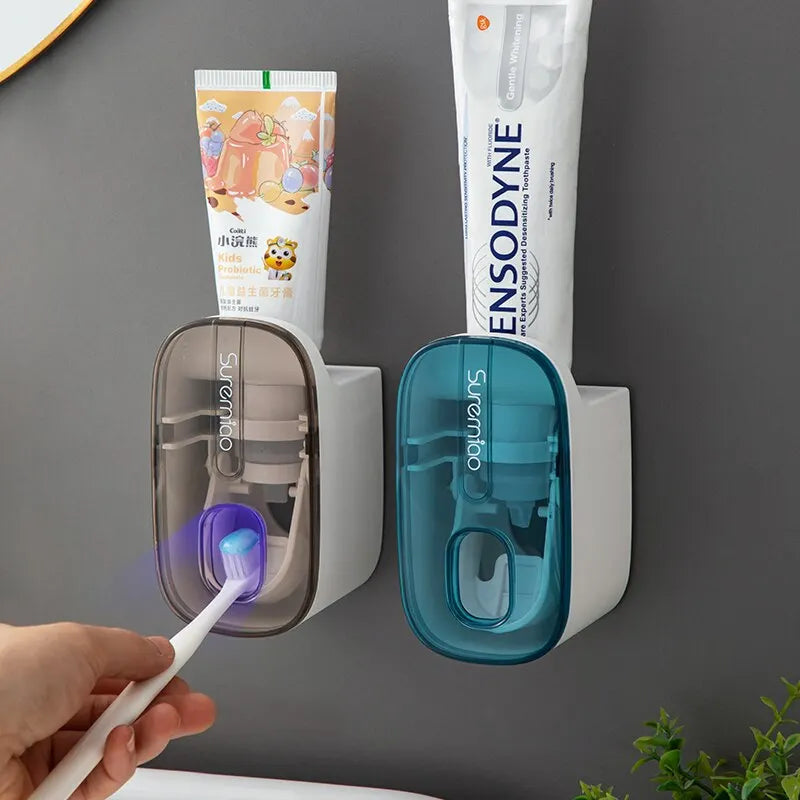 1 PCS Automatic Toothpaste Dispenser Bathroom Accessories Wall Mount Lazy Toothpaste Squeezer Toothbrush Holder Streetsharks