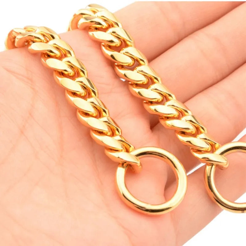 Luxury Dog Collar Gold Dog Chain Choker For Pitbull Bulldog Teddy French Bulldog Metal Collar Pet Necklace Pets Jewelry Products luxecrown.co.uk