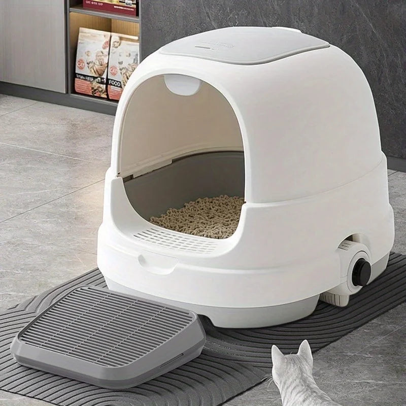 Non-Slip Cat Litter Box Ramp with Washable Trapping Grids & Double Layer Mat - Sturdy ABS Plastic Pet Steps with Anti-Leakage De luxecrown.co.uk
