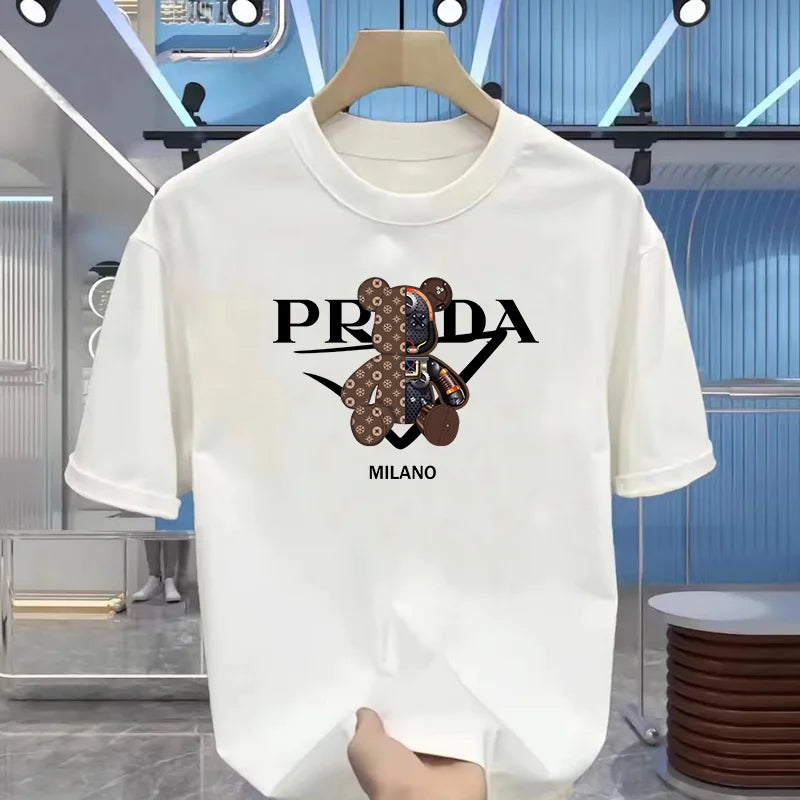 Men's luxurious printed summer high-quality T-shirt 100% pure cotton, relaxed and loose fit, stylish and unique, round neckline luxecrown.co.uk