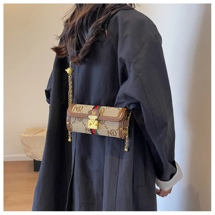 Fashionable Chain Strap Cylinder Bag Women's Bag Versatile Shoulder Crossbody Bag High Quality Korean Style Daily Use Bag luxecrown.co.uk