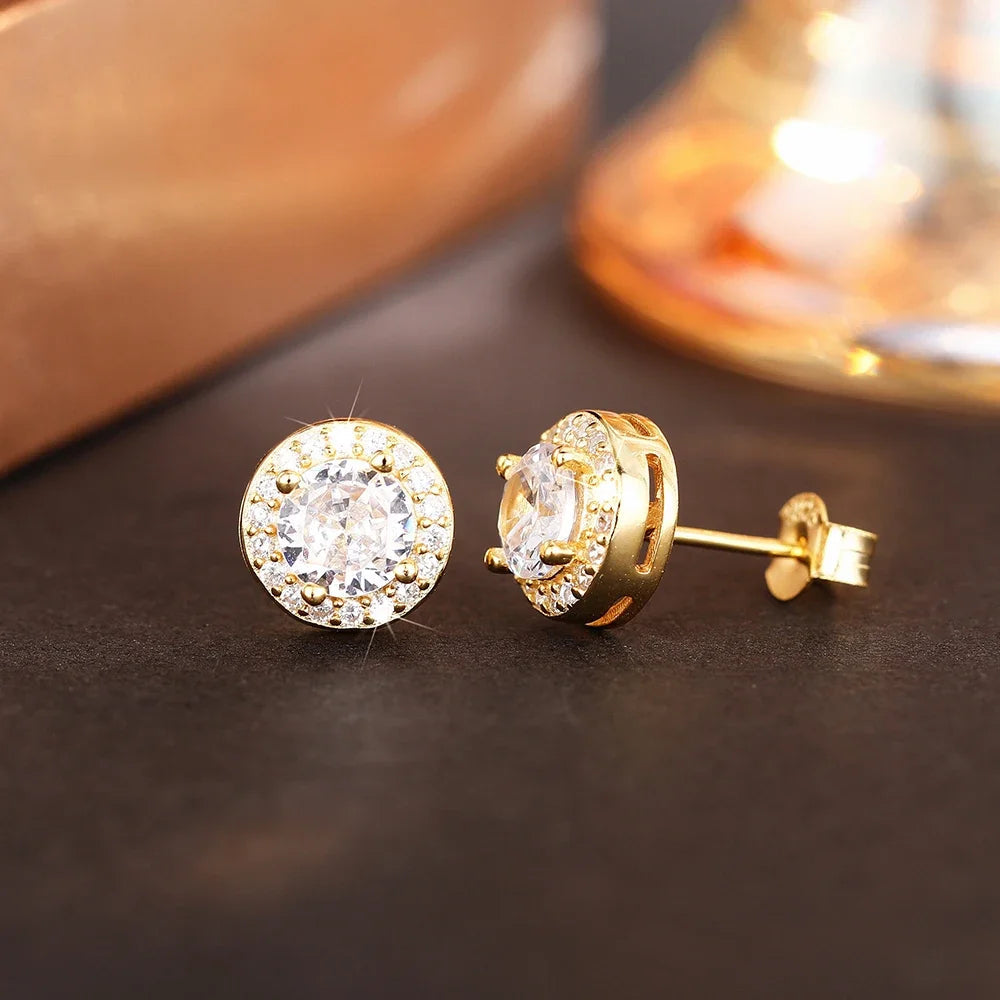 Huitan 925 Sterling Silver Shining White Cubic Zirconia Stud Earrings Luxury High Quality Jewelry Women Wedding Eternity Jewelry Streetsharks