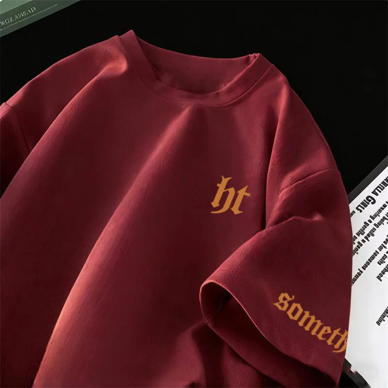Summer Men's T-shirts Cotton 100% High quality Tees Letter Graphic Style Gothic Essential Basic Loose Oversized T shirt for Men luxecrown.co.uk