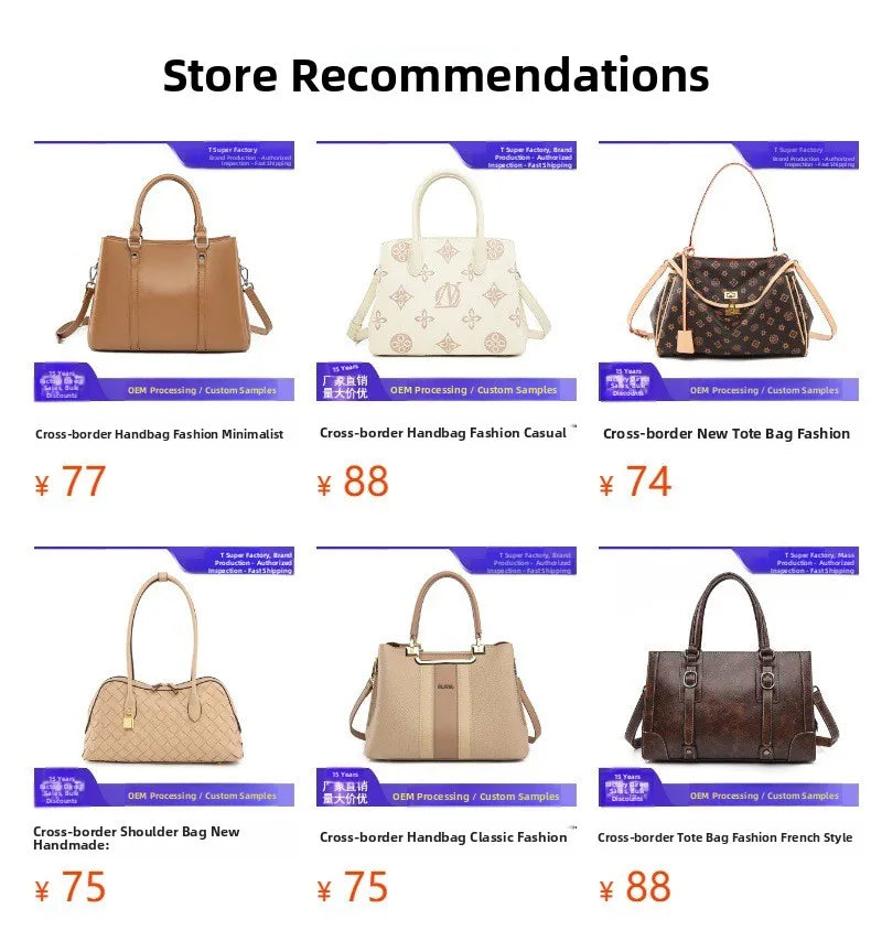 Fashionable Large Capacity Tote Bag 2025 New Style Simple Urban PU Ladies Handbag Commuter Daily Use Contrast Color Embossed luxecrown.co.uk