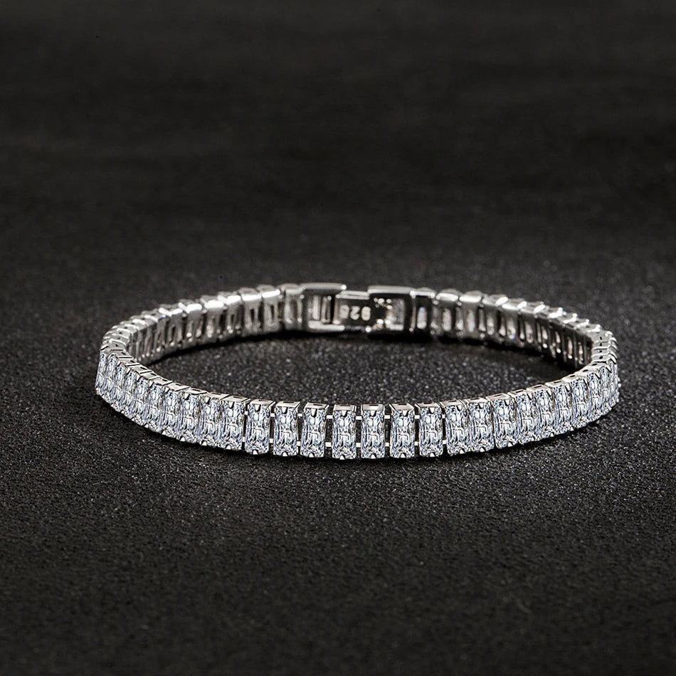 luxury designer 925 Sterling Silver fine Crystal Bracelet For Women fashion Jewelry Engagement Wedding Glamour Jewelry 18CM Streetsharks