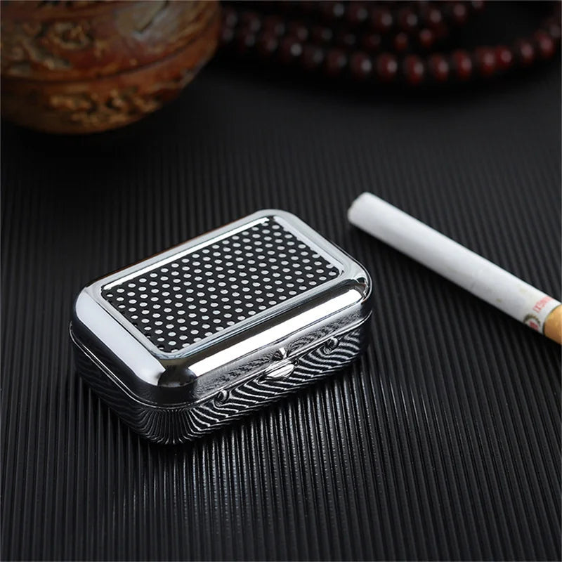 Outdoor Mini Portable Metal Cigarette Ashtray Fashion Ashtray Wiht Lockable Lid Desktop Ash Case Pocket Ashtray Gift For Man Streetsharks