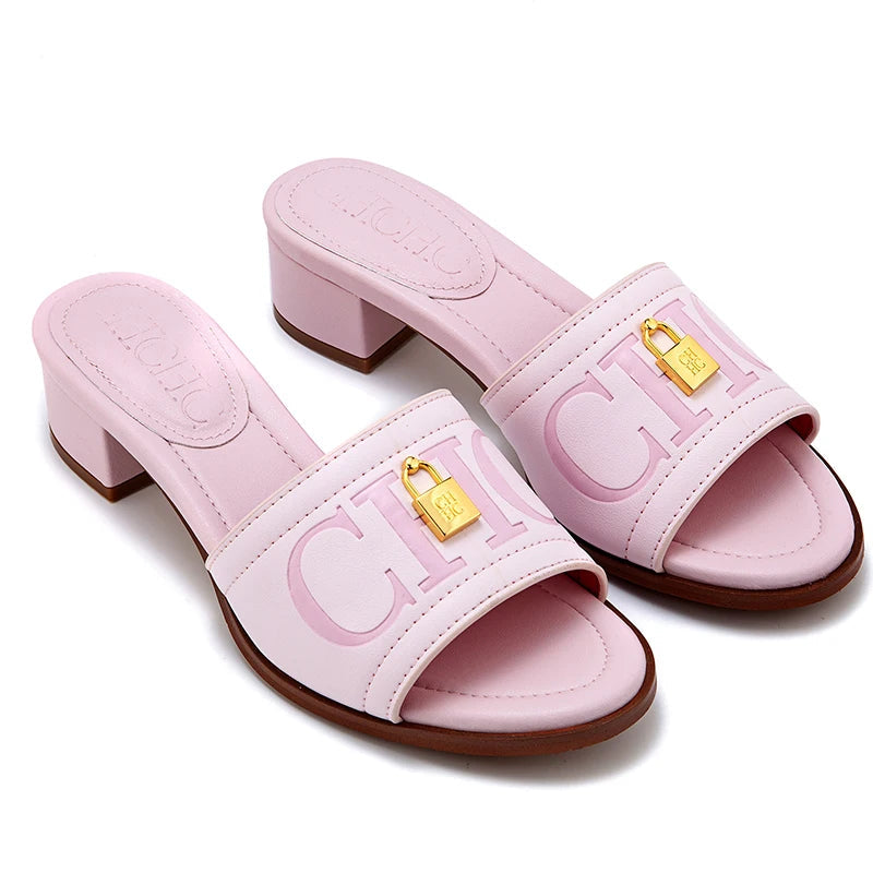 CH 2026 Elegant Women's Sandals Leather Dressy Party Evening Luxury Metal Buckle Non Slip Comfort Women Shoes Gift Box luxecrown.co.uk