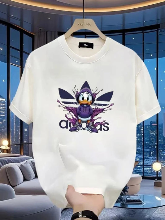 Unisex pure cotton summer round neck printed short-sleeved T-shirt fashionable sporty basic men's T-shirt shirts harajuku luxecrown.co.uk