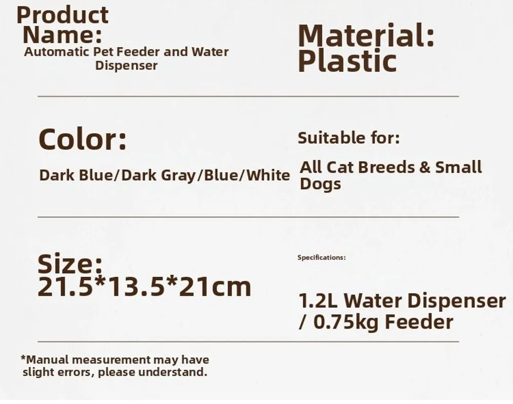 1.2L/1.5L Pet Automatic Feeder Plastic Large Capacity Cat Dog Water Dispenser Feeder Set 3 Colors 2 Styles luxecrown.co.uk
