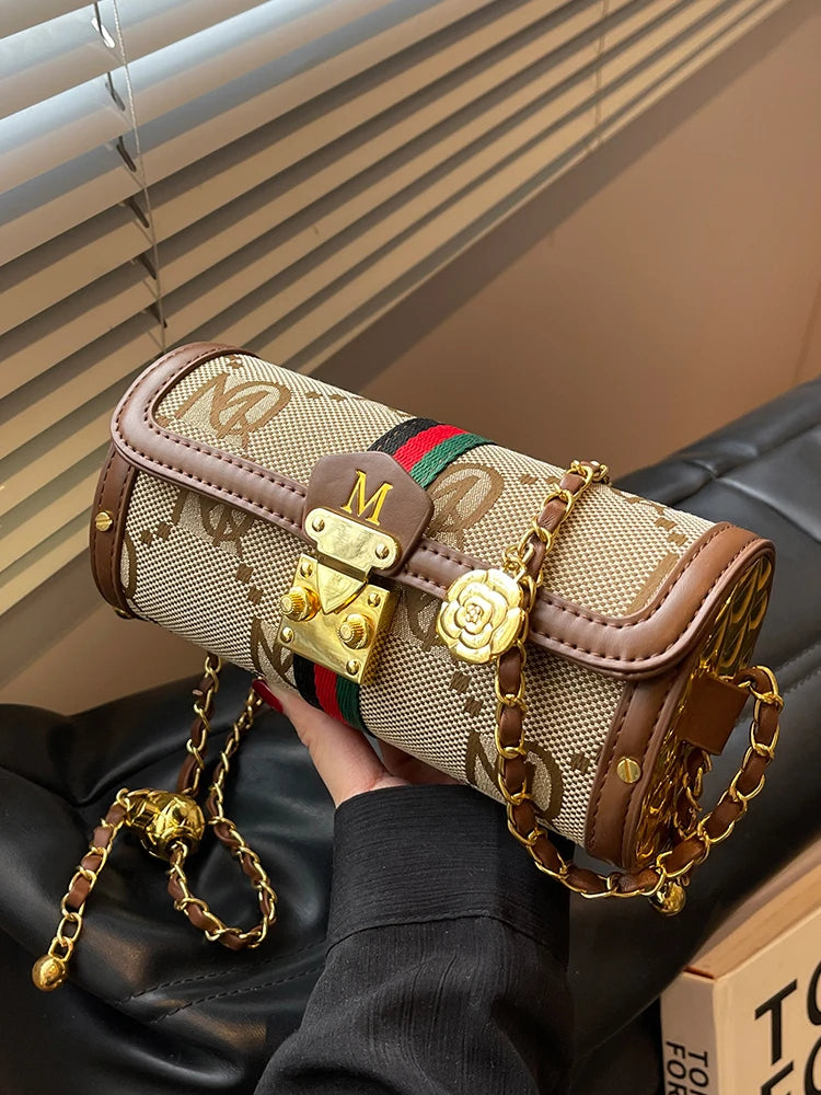 Fashionable Chain Strap Cylinder Bag Women's Bag Versatile Shoulder Crossbody Bag High Quality Korean Style Daily Use Bag luxecrown.co.uk