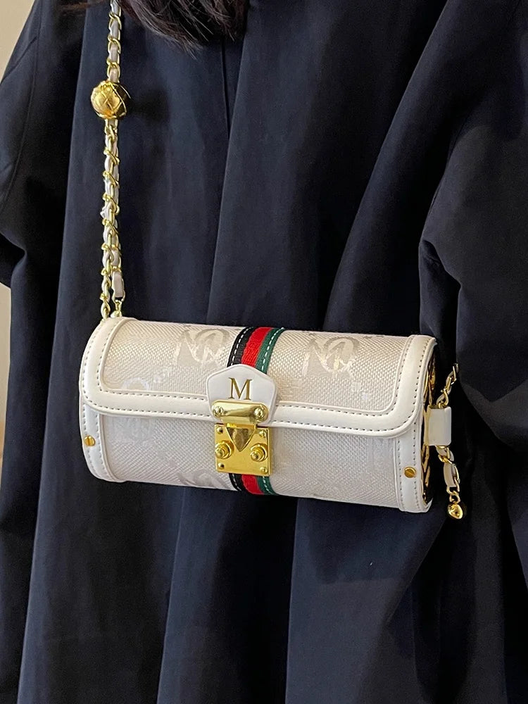 Fashionable Chain Strap Cylinder Bag Women's Bag Versatile Shoulder Crossbody Bag High Quality Korean Style Daily Use Bag luxecrown.co.uk