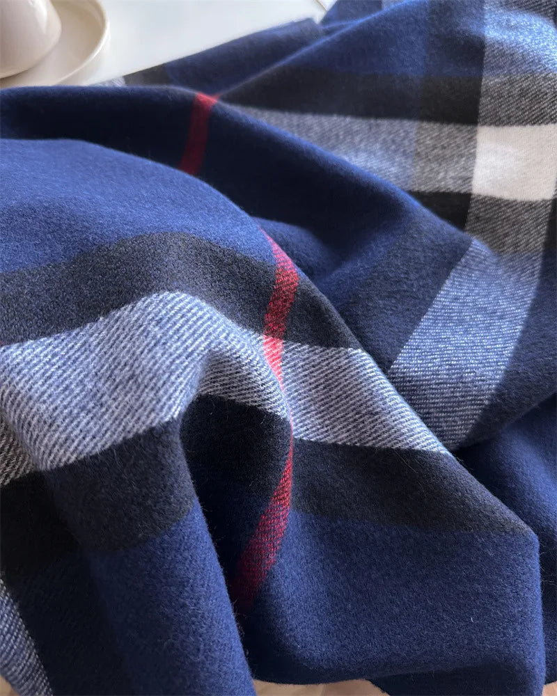 New Women Men Winter Plaid Cashmere Like Blanket Scarf Design Thick Warm Pashmina Shawl Wraps With Tassel Poncho Stoles Echarpe