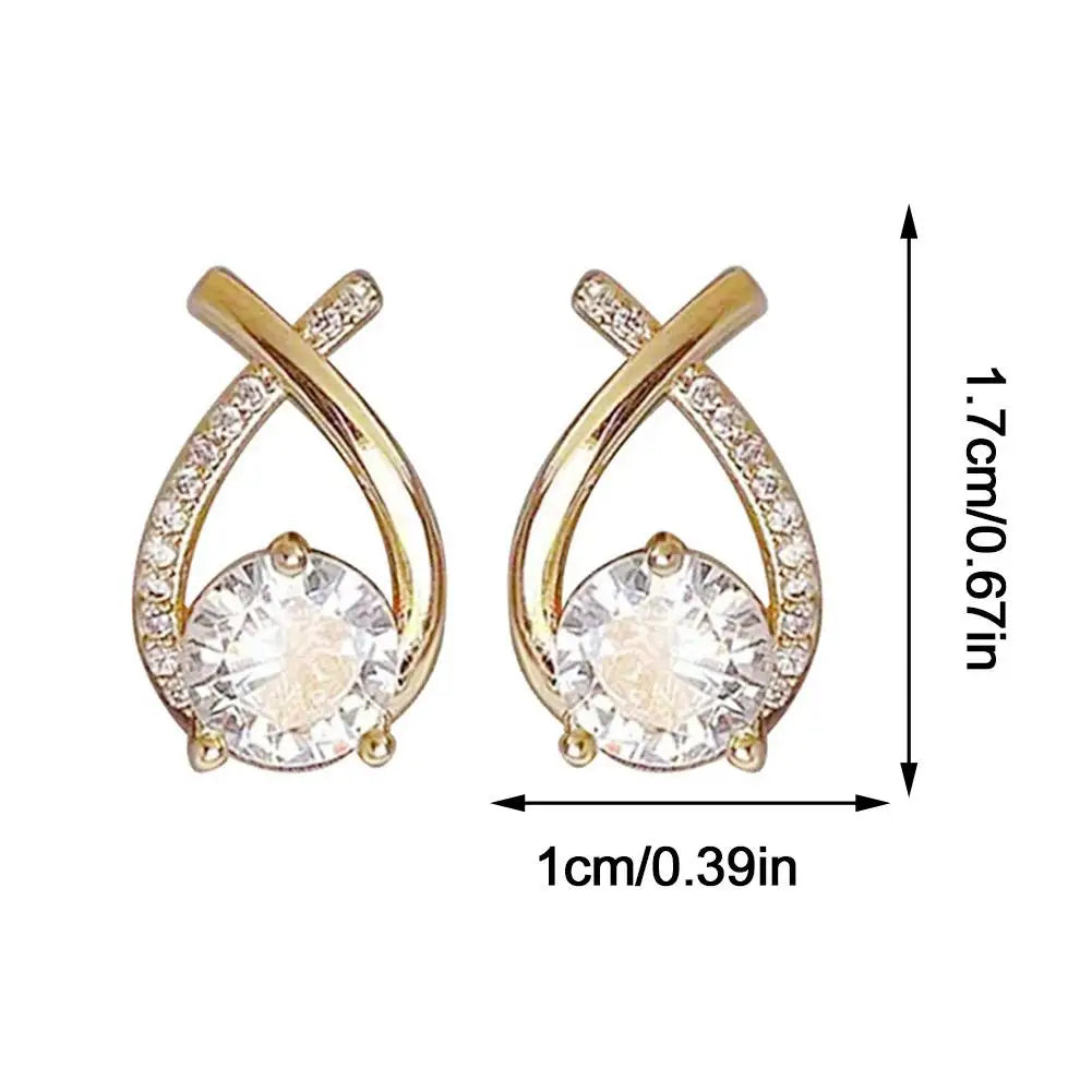 Fashion Cross Stud Earrings For Women Girls Korean Style Elegant Crystal Jewelry Ear Rings Fishtail Lady Earrings Gifts Streetsharks