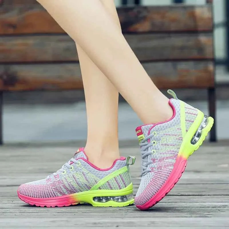 Spring 2023 Plus Size Women's Shoes Low Top Round Toe Mesh Breathable Casual Sports Shoes Weave Knit Lower Heel