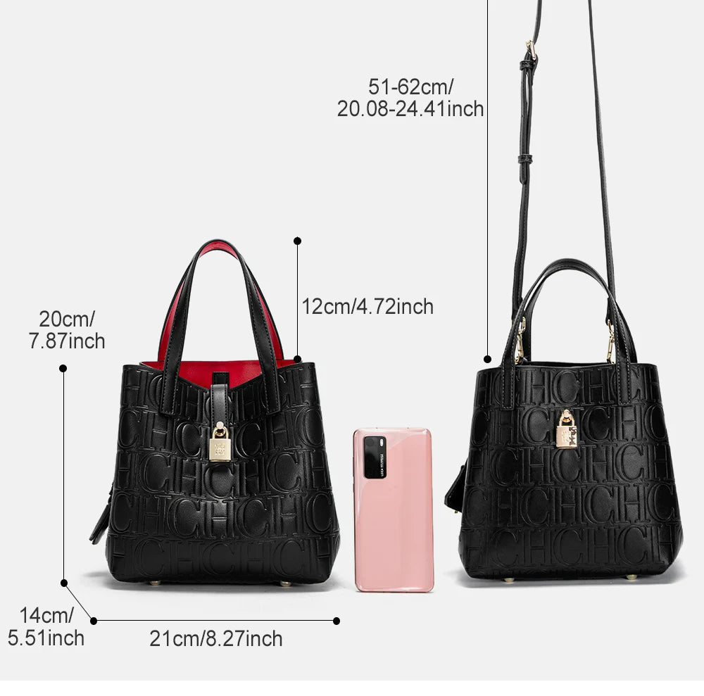 CHCH Women's Tote Bag New Steel Embossed Handheld Bun Mother Shopping Bag Streetsharks