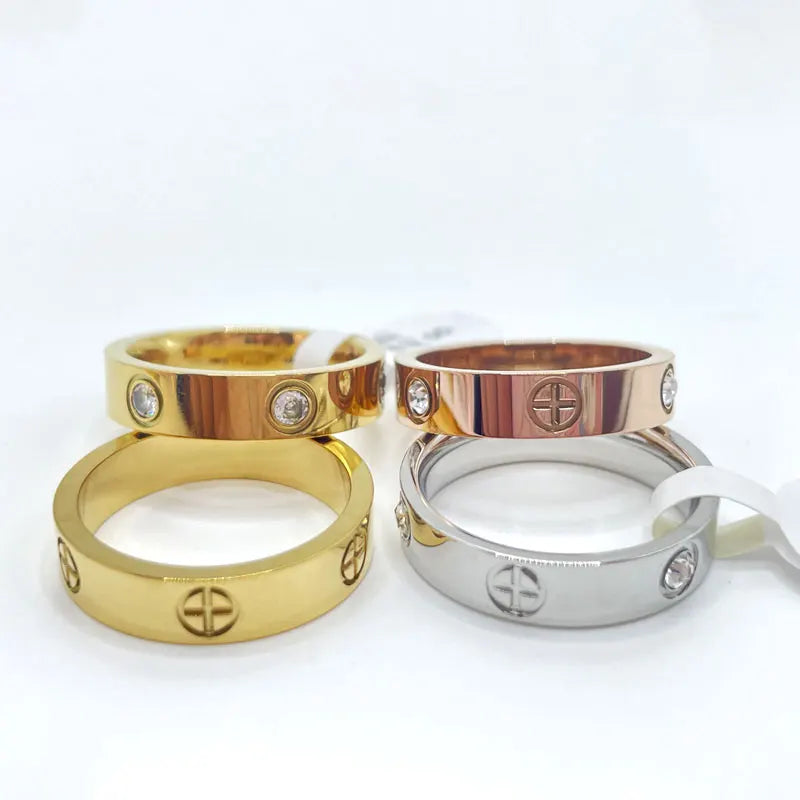 Fashion Stainless Steel CZ Crystal Cross Ring For Women Men Rose Gold Color Love Couple  Wedding Rings Luxury Jewelry Gift Streetsharks