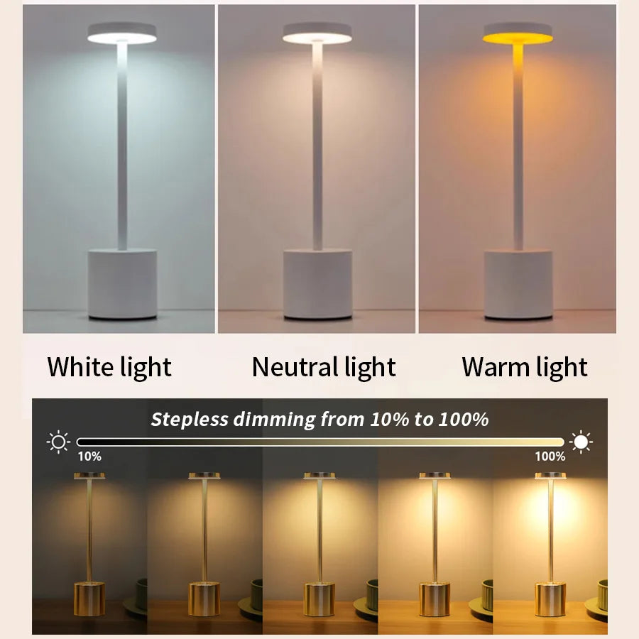 Classic Table Lamp USB Rechargeable Night Light Stepless Dimming Touch Desk Lamp 3 Colors Bedside Lamp Bar Hotel Decoration luxecrown.co.uk