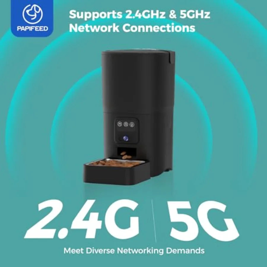 Automatic Cat Feeder with Camera, 1080P HD and Night Vision, 6L Cat Food Dispenser with App, 5G WiFi Timed Cat Feeder for Dry F luxecrown.co.uk