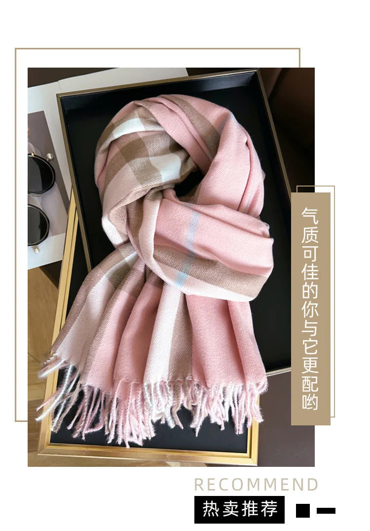 New Women Men Winter Plaid Cashmere Like Blanket Scarf Design Thick Warm Pashmina Shawl Wraps With Tassel Poncho Stoles Echarpe