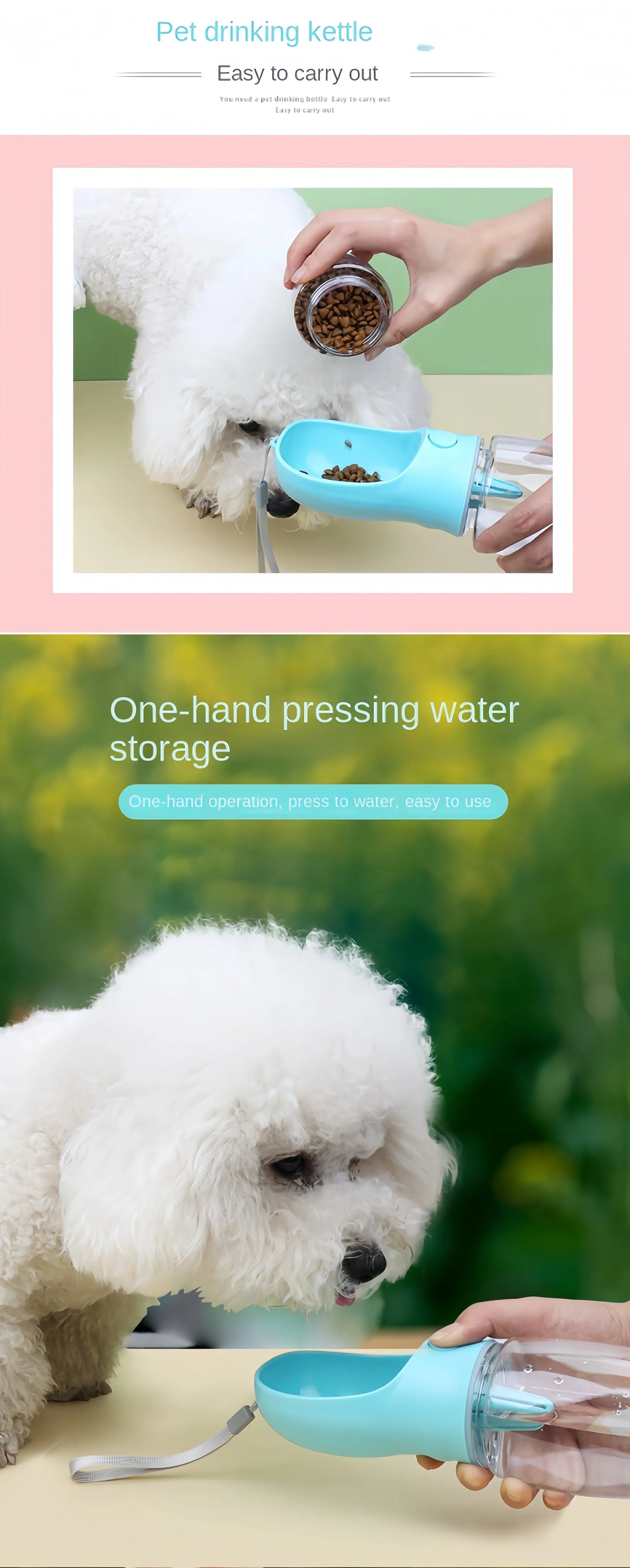Portable Dog Cat Water Bottle with Storage Food and Water Container for Puppy Pets Dogs Feeder Bowl Outdoor Travel Pet Supplies luxecrown.co.uk