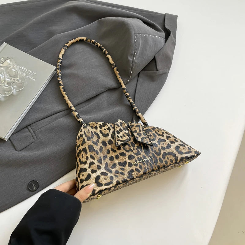 LEFTSIDE Pu Leather Underarm Bags for Women 2025 Korean Fashion Leopard Handbags and Purses Small Luxury Party Shoulder Bag Streetsharks