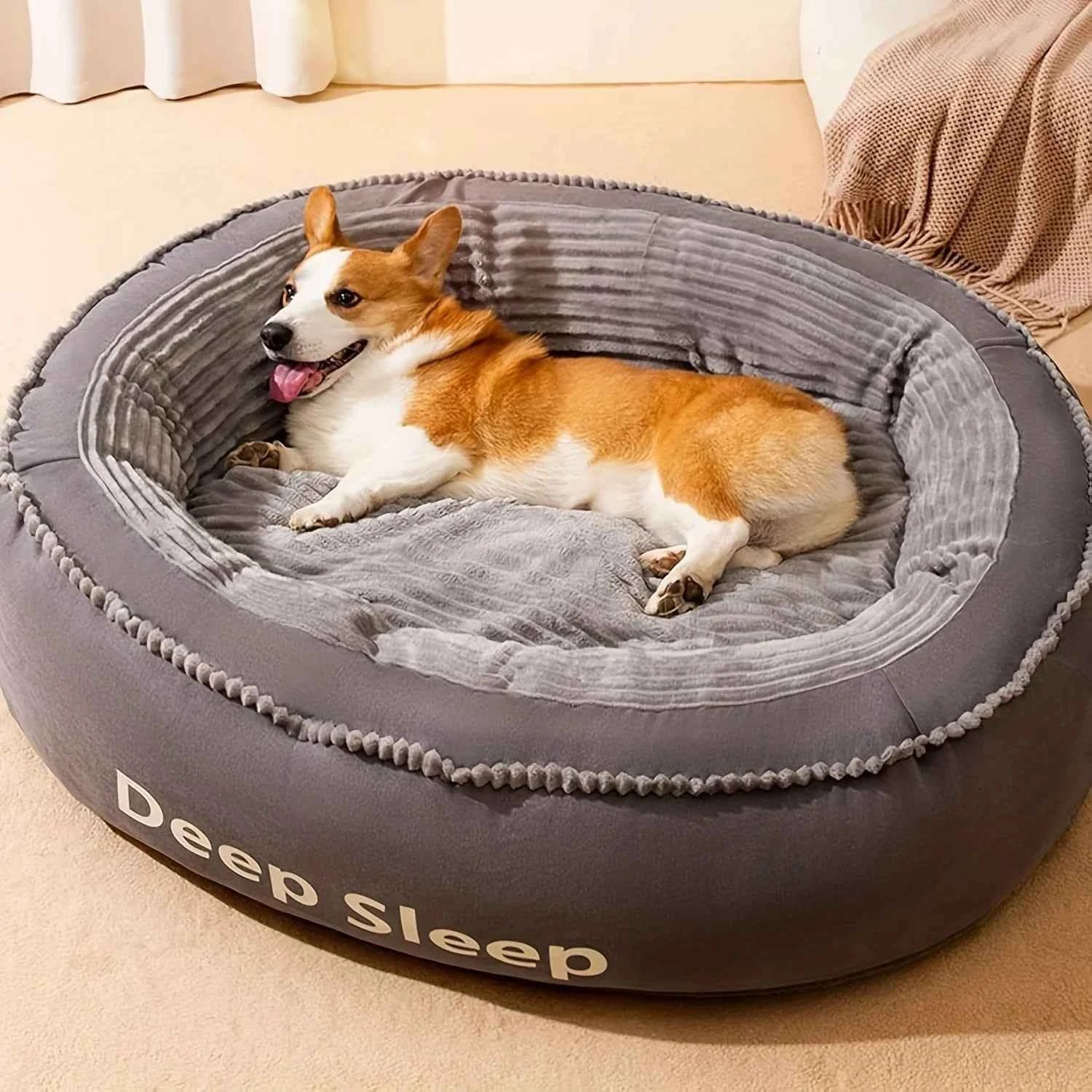 Pet Bed Comfortable Donut Round Dog Kennel Soft Washable Dog Cat Cushion Bed Warm Puppy Kitten House
