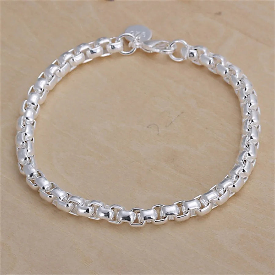 925 Sterling Silver Exquisite Solid Chain Bracelet Fashion Charm Women Men Solid Wedding Cute Simple Models Jewelry Streetsharks