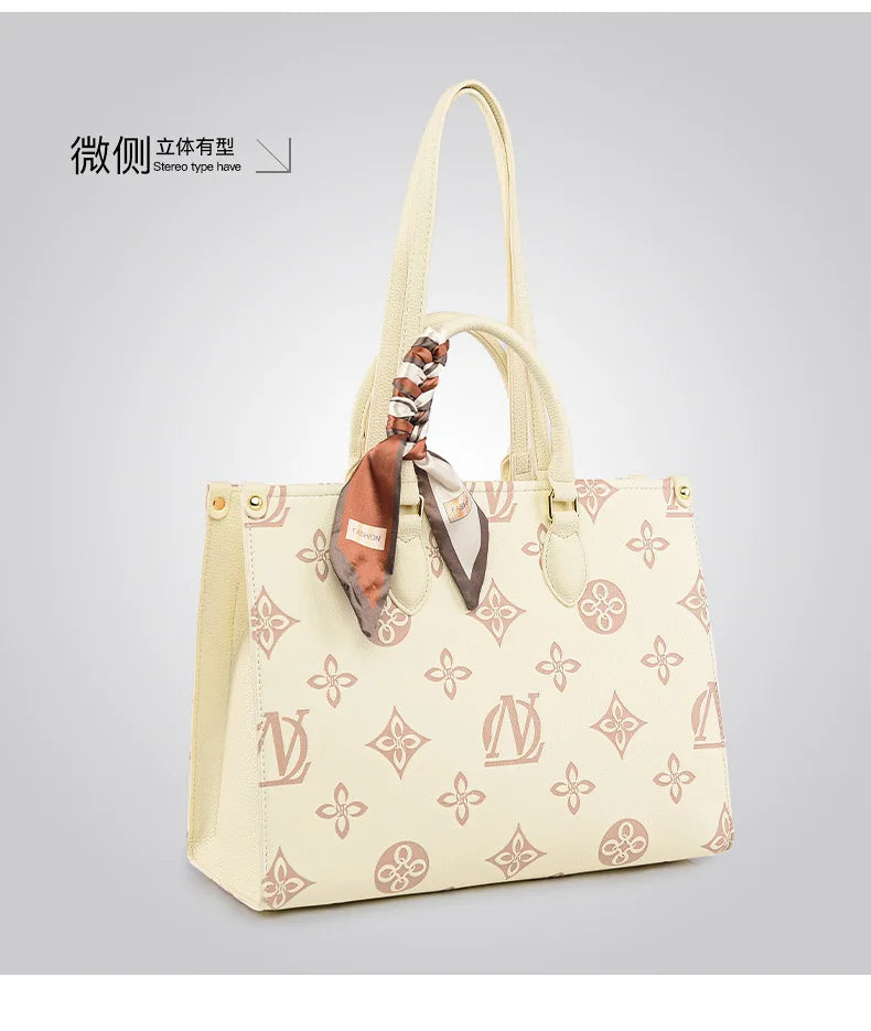 Fashionable Large Capacity Tote Bag 2025 New Style Simple Urban PU Ladies Handbag Commuter Daily Use Contrast Color Embossed luxecrown.co.uk