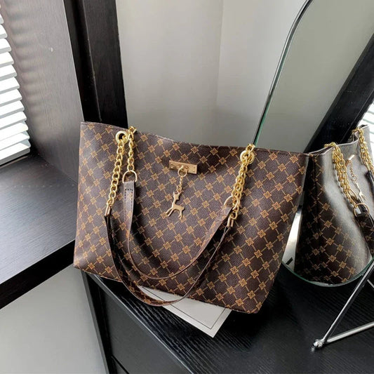 Women Luxury Design New Presbyopic Handbag Large Capacity Handbag Fashion Printing Shoulder Bag Trendy Shopping Bag with pendant luxecrown.co.uk