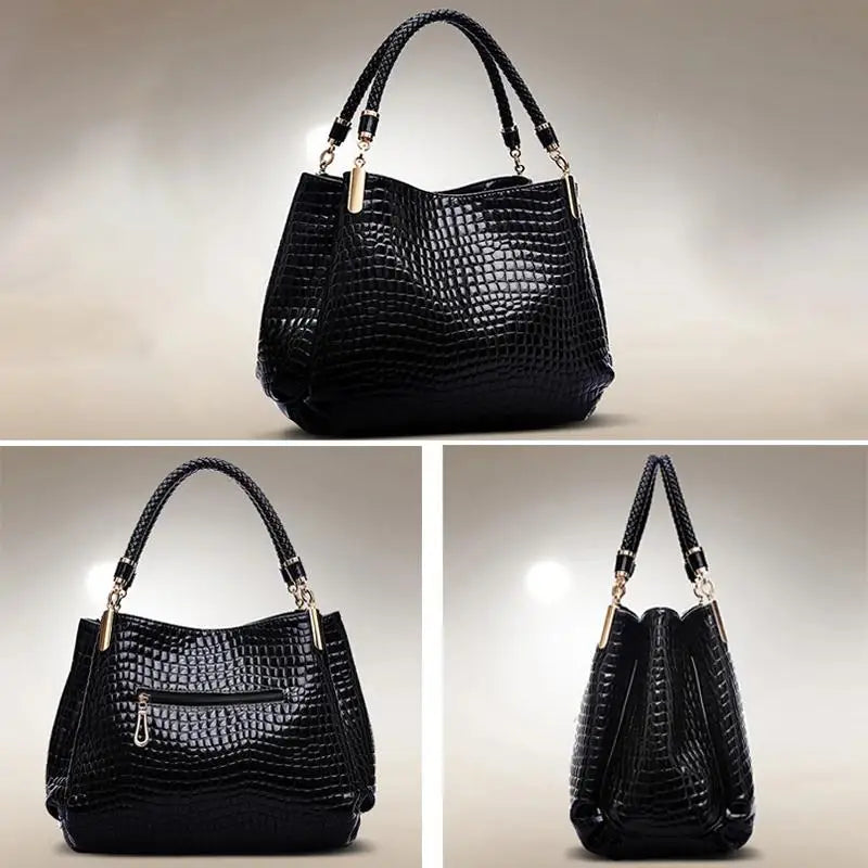 Women's Bag Large Capacity Tote Daily Commute Women's Shoulder Bag Crocodile Print Bright Face Handbag Shopping luxecrown.co.uk