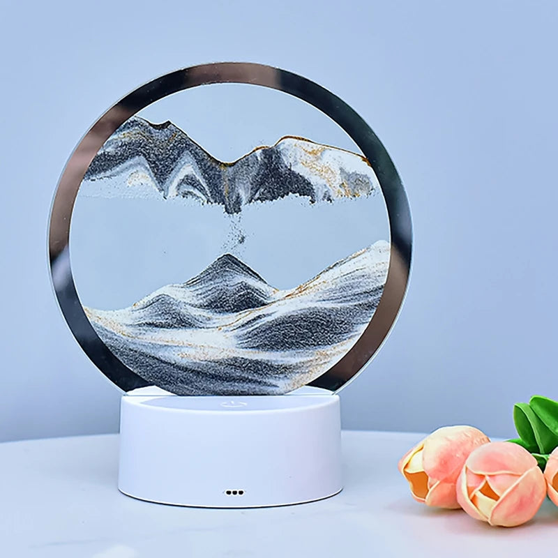 3D Hourglass Table Lamp 7 Color RGB Adjustable Moving Sand Quicksand Flowing Sand Art Picture Deep Sea Sandscape Home Decor Gift Streetsharks