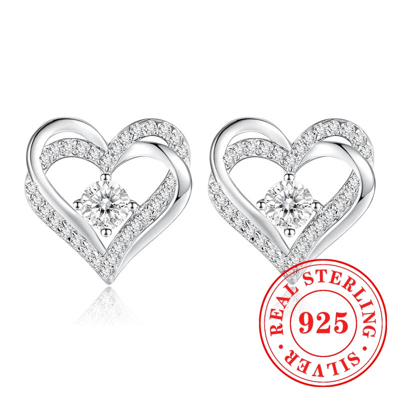 Huitan 925 Sterling Silver Shining White Cubic Zirconia Stud Earrings Luxury High Quality Jewelry Women Wedding Eternity Jewelry Streetsharks