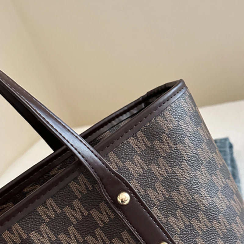 Letter Print Fashion Shoulder Bag Versatile Large Capacity Handbag Luxury Brand Bag Clutch Bag Retro Trend Commuter Tote Bag luxecrown.co.uk