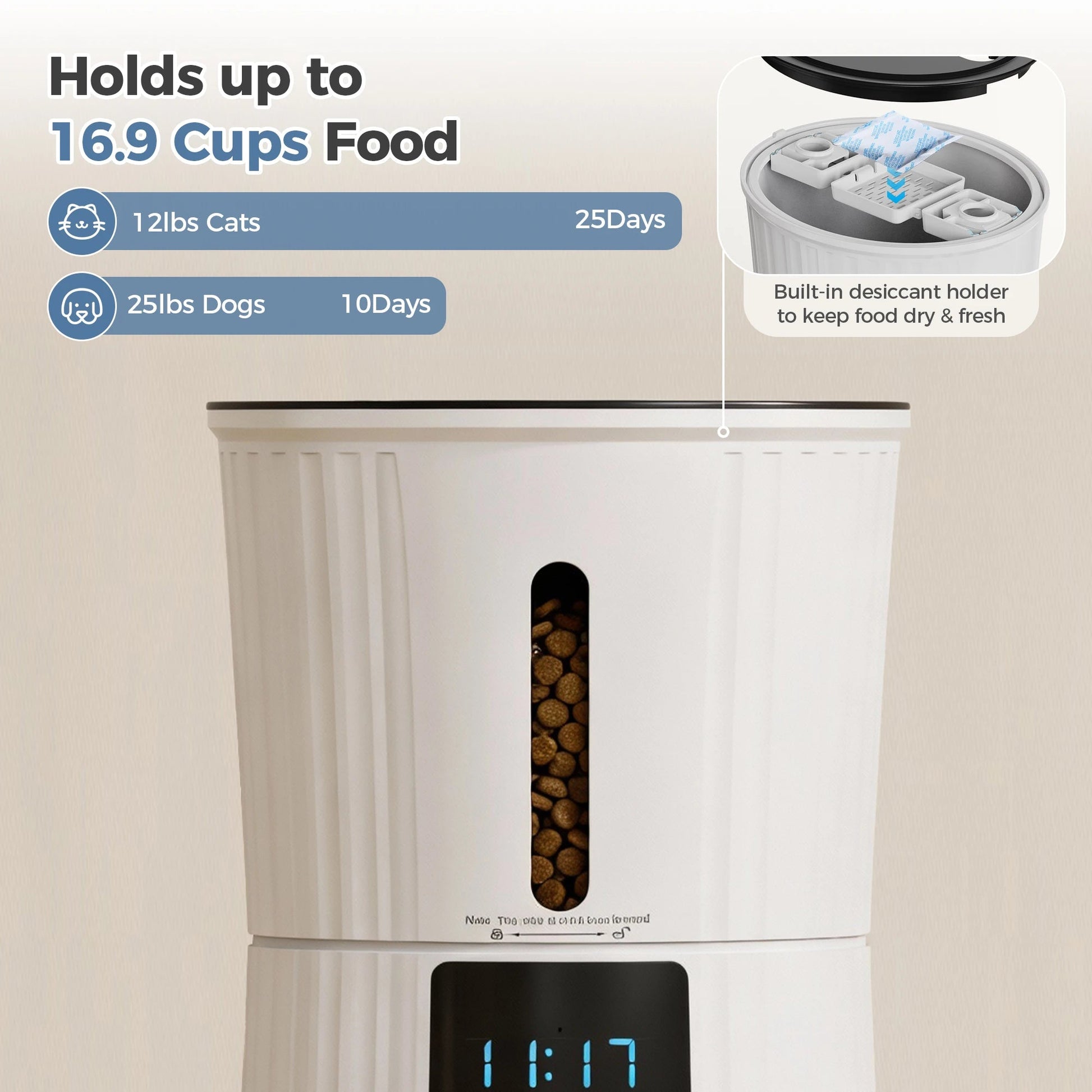 JHK 4L Automatic Cat Feeder WiFi Timed Cat Food Dispenser with APP Control Dual Power Supply Indoor Programmable Pet Feeder luxecrown.co.uk