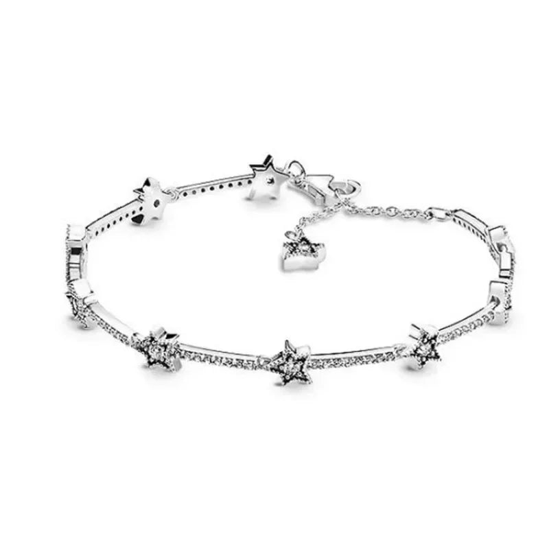 Brand new 925 sterling silver zirconia exquisite tennis star bracelet for women DIY original charm beads exquisite jewelry Streetsharks