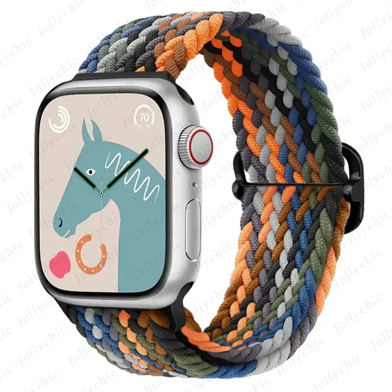 Braided Loop Strap For Apple Watch Band 42/46mm 45/41mm 38/40mm 44mm 49mm Nylon Solo Bracelet iWatch series 10 9 se 8 7 6 Ultra2 luxecrown.co.uk