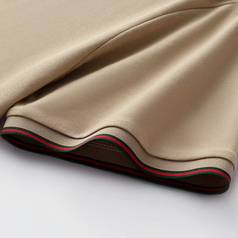 Men's Fashion 2025 Short sleeved Summer Polo Shirt High end Design Exquisite Ice Silk Embroidered Breathable T-shirt